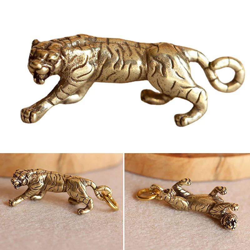 Зодиак из латуни брелок в виде тигра животного медный зверя для автомобиля