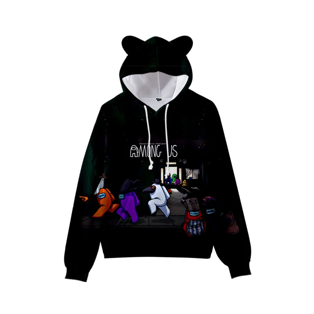 

2021 new children boys and girls sportswear autumn long sleeve hoodie print cute cat ears hoodie girls wear
