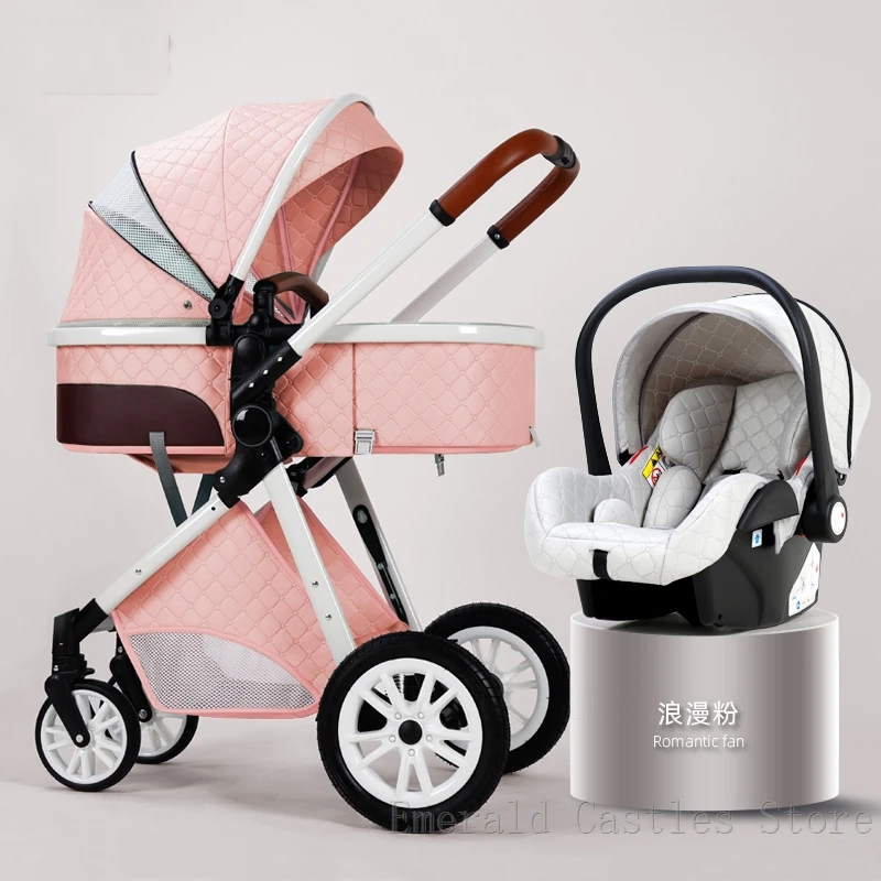 

Luxury Baby Stroller 3 in 1 High landscape Baby Cart Can Sit Can Lie Baby Pushchair newborn Cradel Infant Carrier foldedstroller