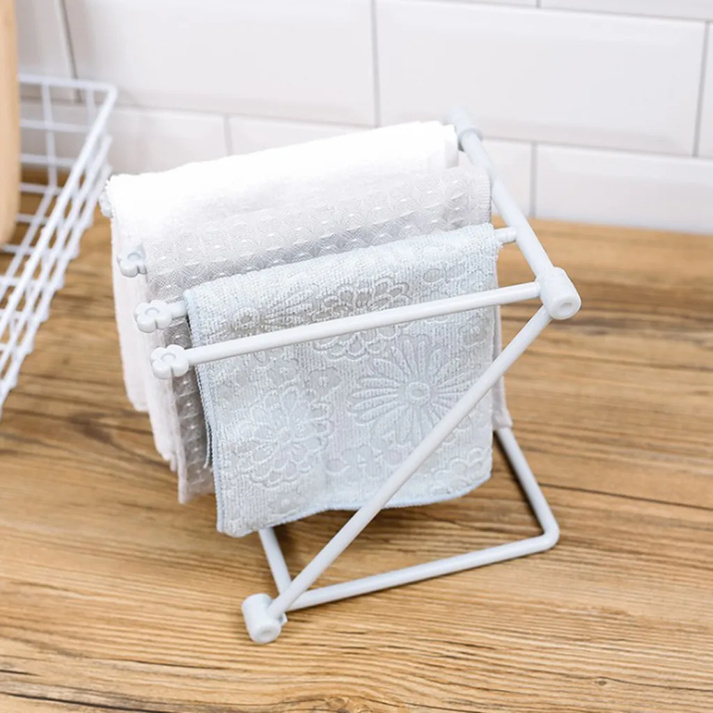 

Useful Kitchen Bathroom Multifunctional Towel Rack Hanger Collapsible Plastic Rack Towel Storage Rack