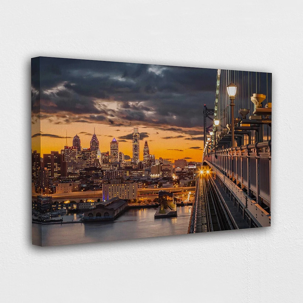 

Home Decor Wall Art Philadelphia Skyline Lights View Poster Prints City Landscape Canvas Painting Bedroom Modular Pictures Frame