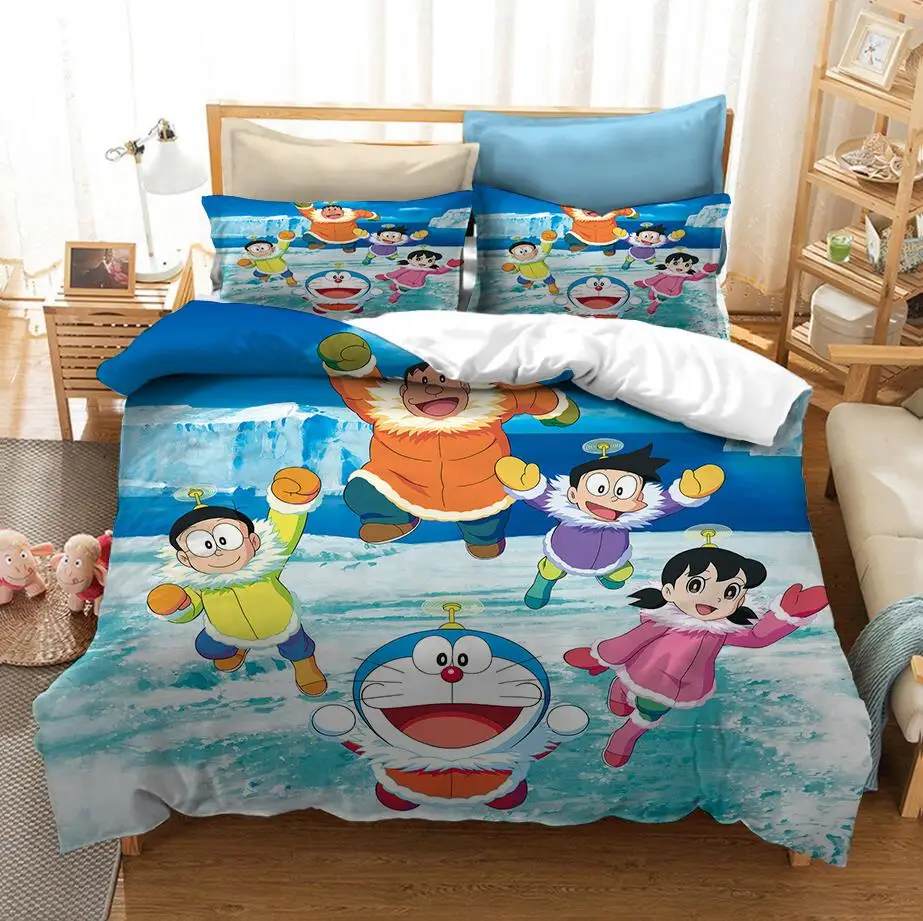 

New 3D Print Comforter Bedding Set Duvet Covers Pillowcases Bedclothes Kids Gifts Home Textile Queen King Cartoon Doraemon Cat