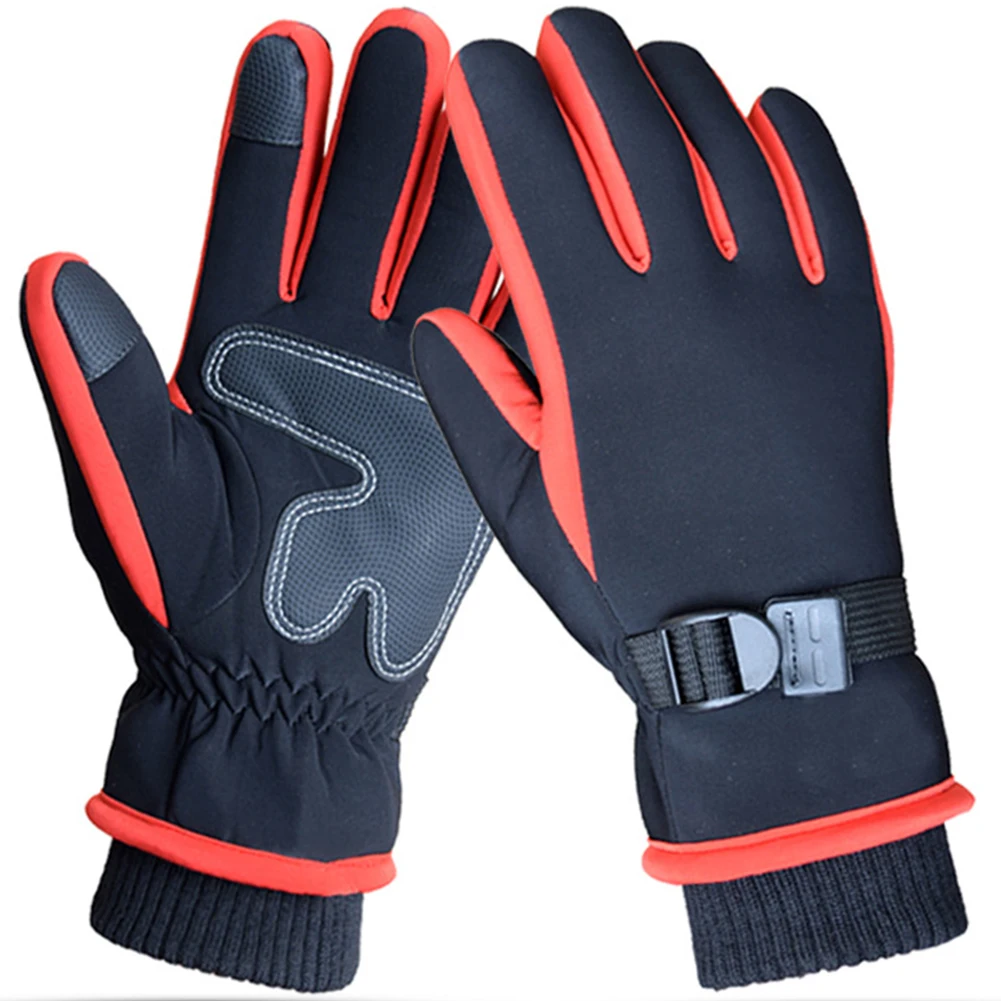 

Men Ski Gloves Winter Adjustable Adult Full Finger Cycling Waterproof Touch Screen Thickened Insulated Outdoor Sports Keep Warm