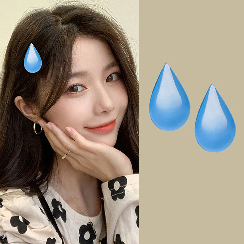 1Pcs Fashion Emojied Hairpin Speechless Sweat Water Drop Hair Clip For Cool Girl |