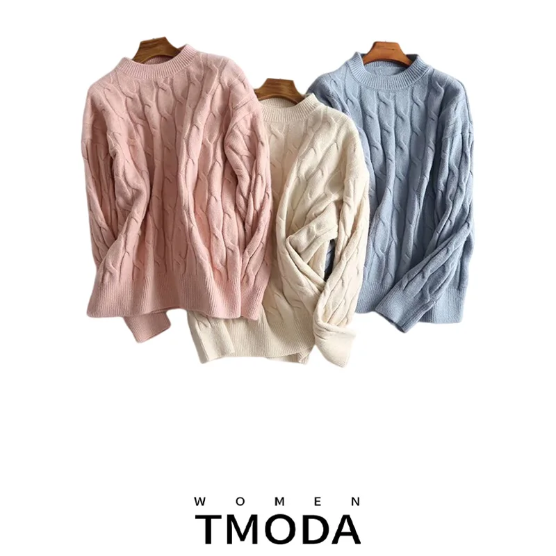 Женский трикотажный хлопковый свитер TMODA свободные пуловеры повседневный