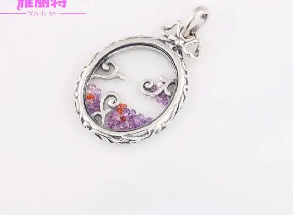 

Original 925 Sterling Silver Locket of Dazzle Regal Pattern Crystal Pendant Necklace Fashion Women DIY Bead Charm Gifts Jewelry