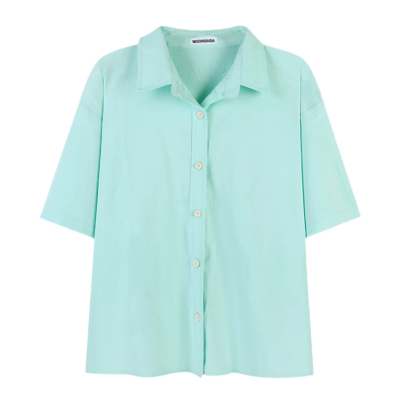 

Woman Elegant Summer Fashion Imitation Silk Short Sleeve Women's Shirt Top Blouse Shirts Women Tops M98
