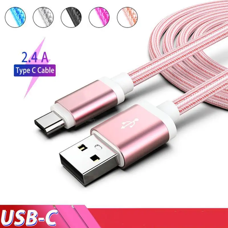 

Nylon Braid Usb Charger Cable Typec Lightning Micro Usb Charging Cord 1m 2m 2.4a Fast Charging For Iphone Samsung Galaxy S10