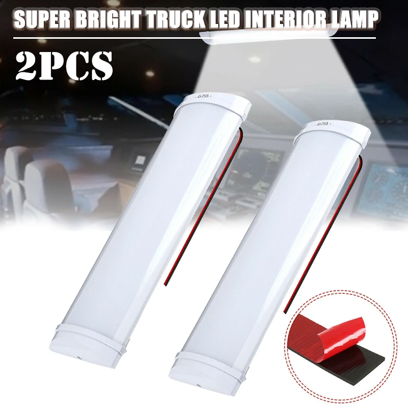 

2 Pcs 12V LED Interior Ceiling Light Bar for Car Truck Camper Van Caravan Universal Vehicle 72 LED White Light Bar Accessories