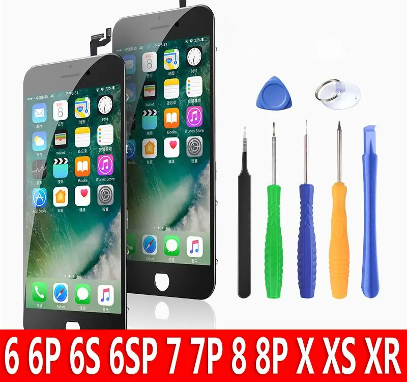 

ЖК-дисплей для iPhone 6, 6S, 7, 8 Plus, X, XS, XR, замена экрана, HD 3D сенсорный дигитайзер в сборе, AAAA мобильный телефон LCDs, Лидер продаж