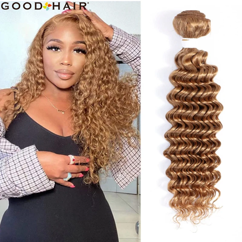 

Глубокие волнистпряди, медовая блондинка, бразильские 100% штук, пупряди GOODHAIR, не Реми, наращивание волос