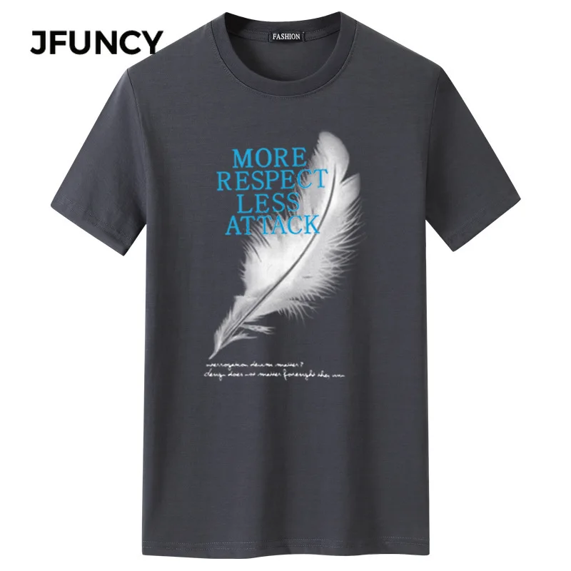 

Футболка JFUNCY мужская оверсайз с коротким рукавом, Повседневная рубашка с графическим принтом перьев в стиле Харадзюку, уличная одежда, лето...