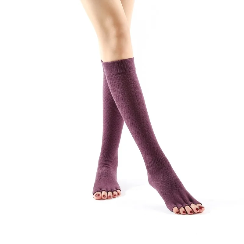 

Семейные носки для фитнеса и йоги средней длины с разрезом, осенне-зимние спортивные носки для танцев с пятью пальцами, высокие носки для йо...