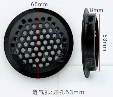 53mm black Bevel 10 шт./лот 30 мм/35 мм/40 мм/43 мм/65 мм из нержавеющей стали вентиляционное отверстие шкаф украшение шкафа респирадеро круглая вентиляционная система - Цвет: 53mm black Bevel