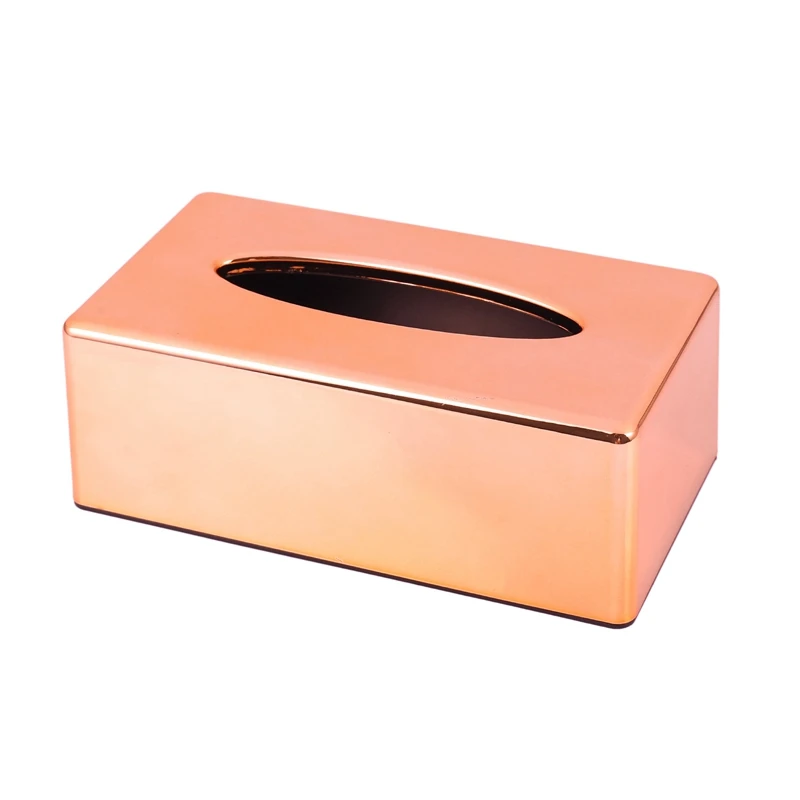 

Paper Rack Elegant Royal Rose Gold Car Home Rectangle Shaped Tissue Box Container Napkin Tissue Holder