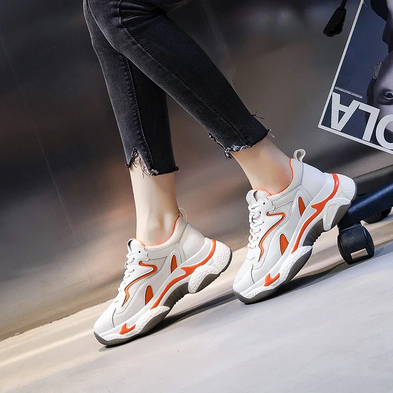 

Jookrrix 2020 Women Spring Comfortable Genuine Leather Women Shoes Female Increased 6cm Wedges Thick Sole Lady Brand Sneakers