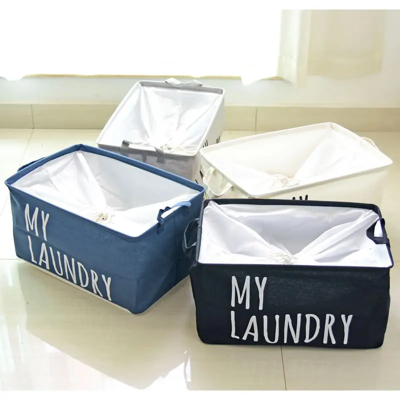 

Large Capacity Storage Basket Canvas Fabric Storage Bin Collapsible Storage Box with Handles and Drawstring Closure, Waterproof