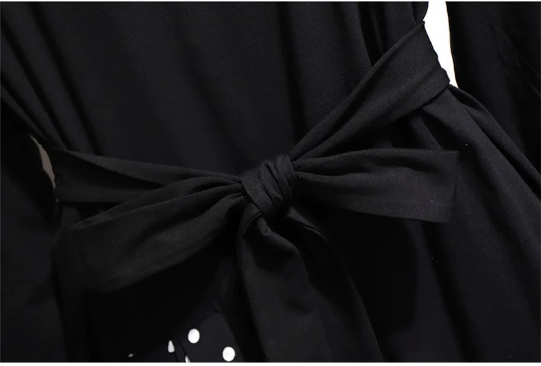 Женское осеннее платье большого размера 2XL-6XL 2019 повседневное в горошек с длинным