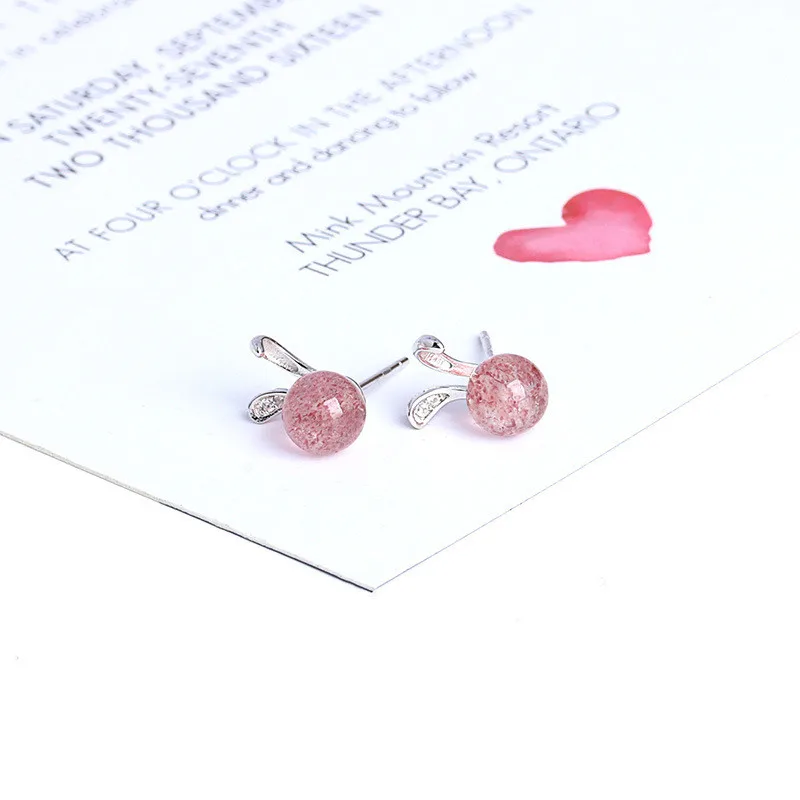 Женские серьги гвоздики с кроличьими ушками однотонные розовые вечерние