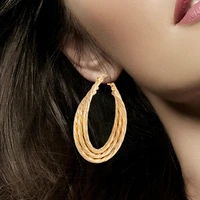 ins style ear ring c shaped geometric metal plate hoop earrings multi level golden earrings woman stainless steel hypoallergenic