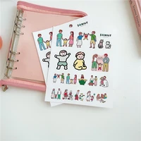korean ins family parent child sport cute stickers hand painted cartoon notebook stationery decorative sticker pvc waterproof