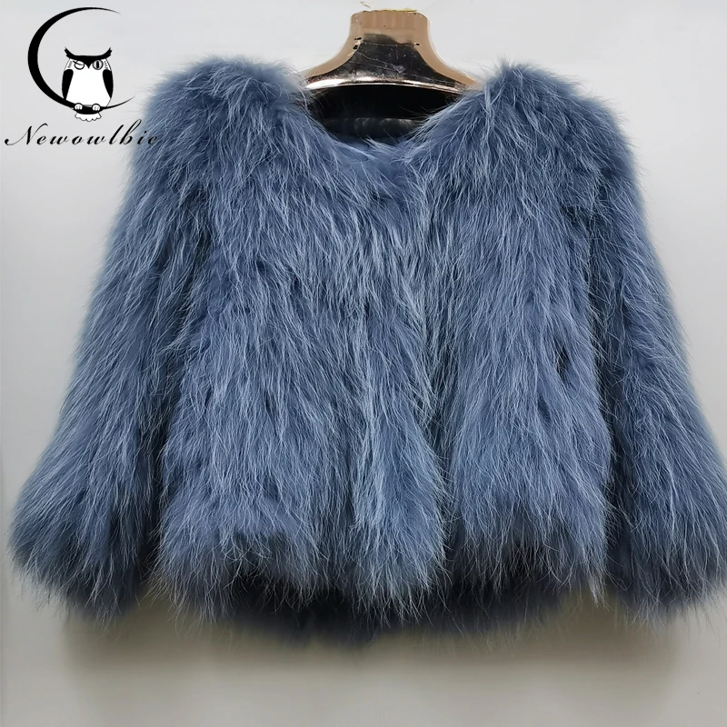 New raccoon fur women's fur in autumn and winter young fashion 100% real raccoon fur, real fox fur coat Length: 60cm