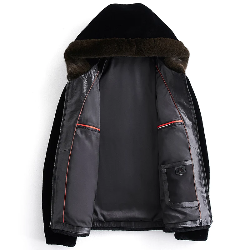 Шуба из натурального меха шуба овчины на осень и зиму Мужская норковая с