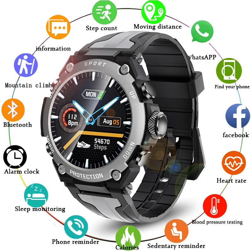 Cheap LIGE 2021 New Smart Watch Men Bluetooth Music Player IP68 Waterproof Heart Rate Blood Pressure Monitor Outdoor Sports Smartwatch