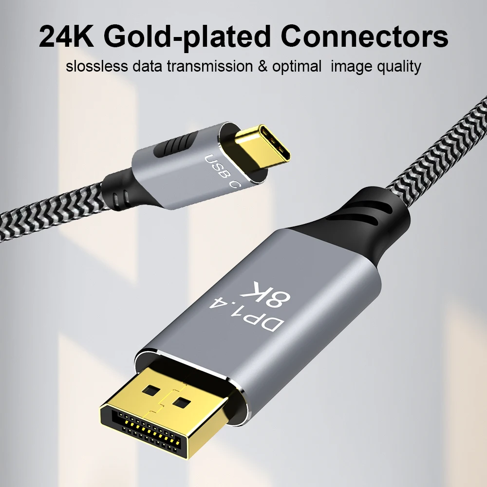 Кабель USB C к DisplayPort 8K DP Type 3 1 для порта дисплея 4 кабель Thunderbolt от до Для MacBook Pro Samsung S21