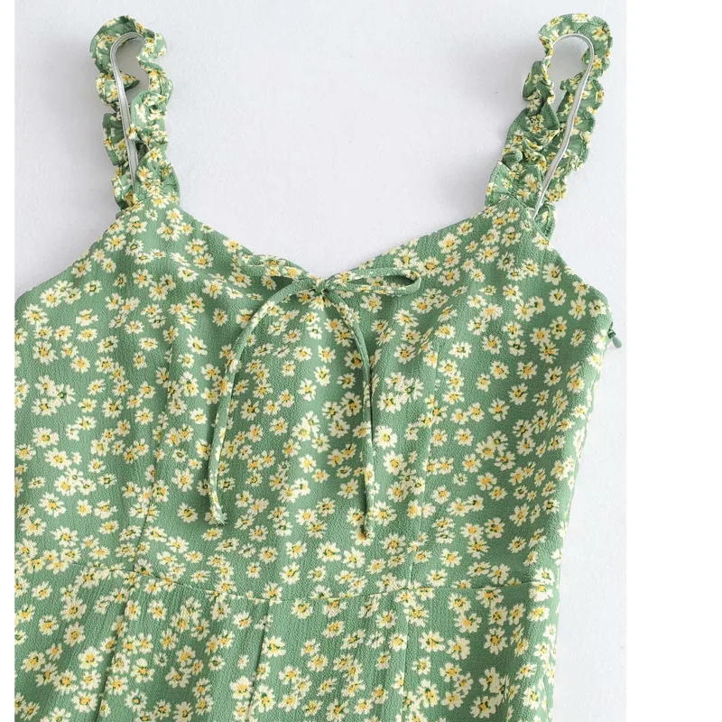 Женский цветочный комбинезон с широкими штанинами уличный повседневный принтом