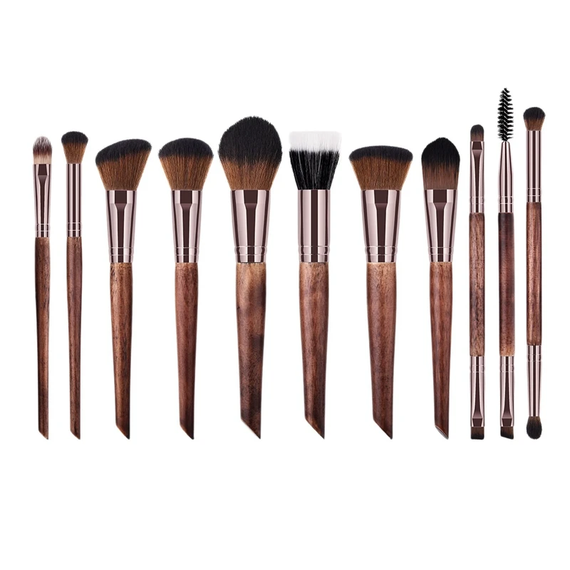

Кисти для макияжа 11 шт. набор кистей для макияжа деревянная кисть для пудры, основы, круглые тени для век кисти для макияжа