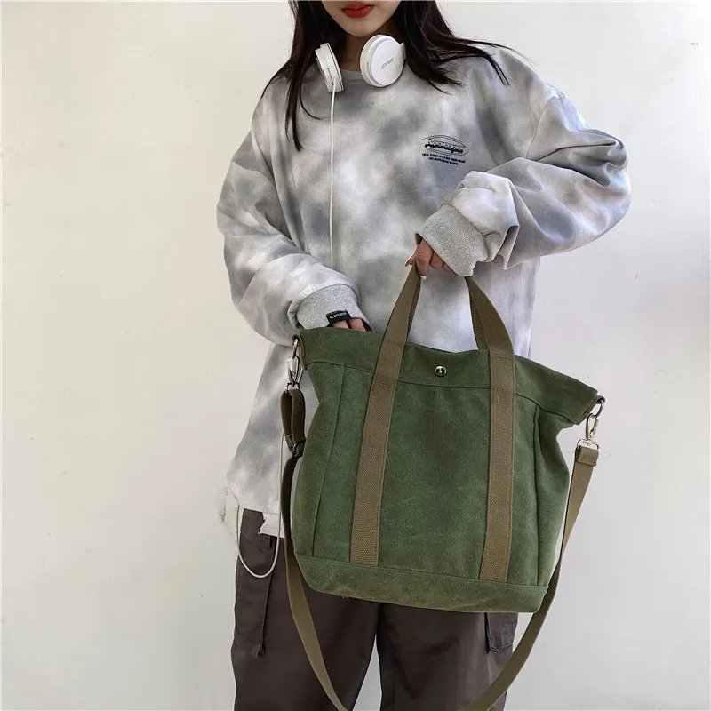 

Large Capacity Canvas Bag Women's Casual Versatile Trendy Brand Messenger Bag Girl Student Single Shoulder Bag Shopping Bag