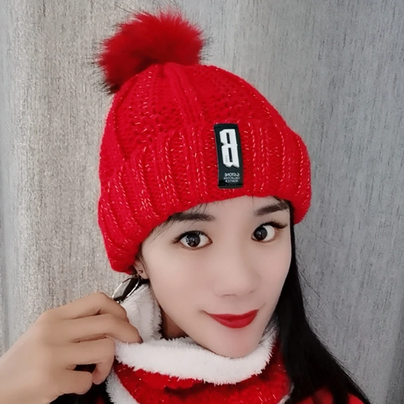 CouplesBlack red beanie женская зимняя шапка с добавлением шерсти зимние наушники