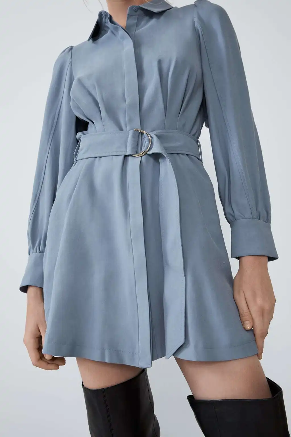 Новинка осени 2019 женское платье с длинными рукавами и поясом рубашка тип