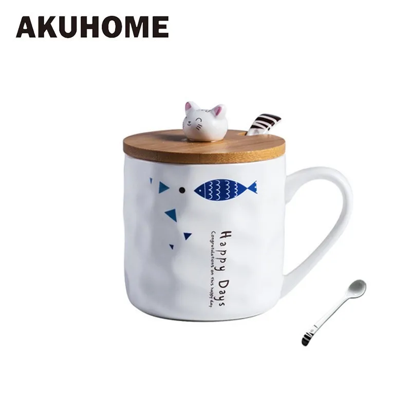 Керамические кружки с крышкой Мультяшные кофейные термостойкие дизайнерские