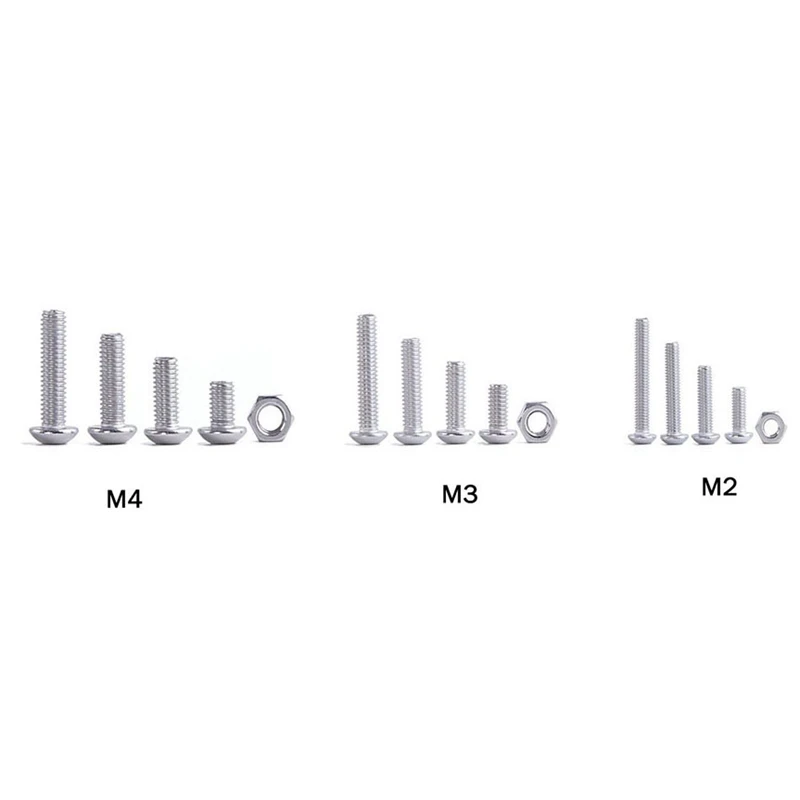 480 шт Кнопка головка 12 размеров винт и гайки комплект M2 M3 M4 сталь Ассорти