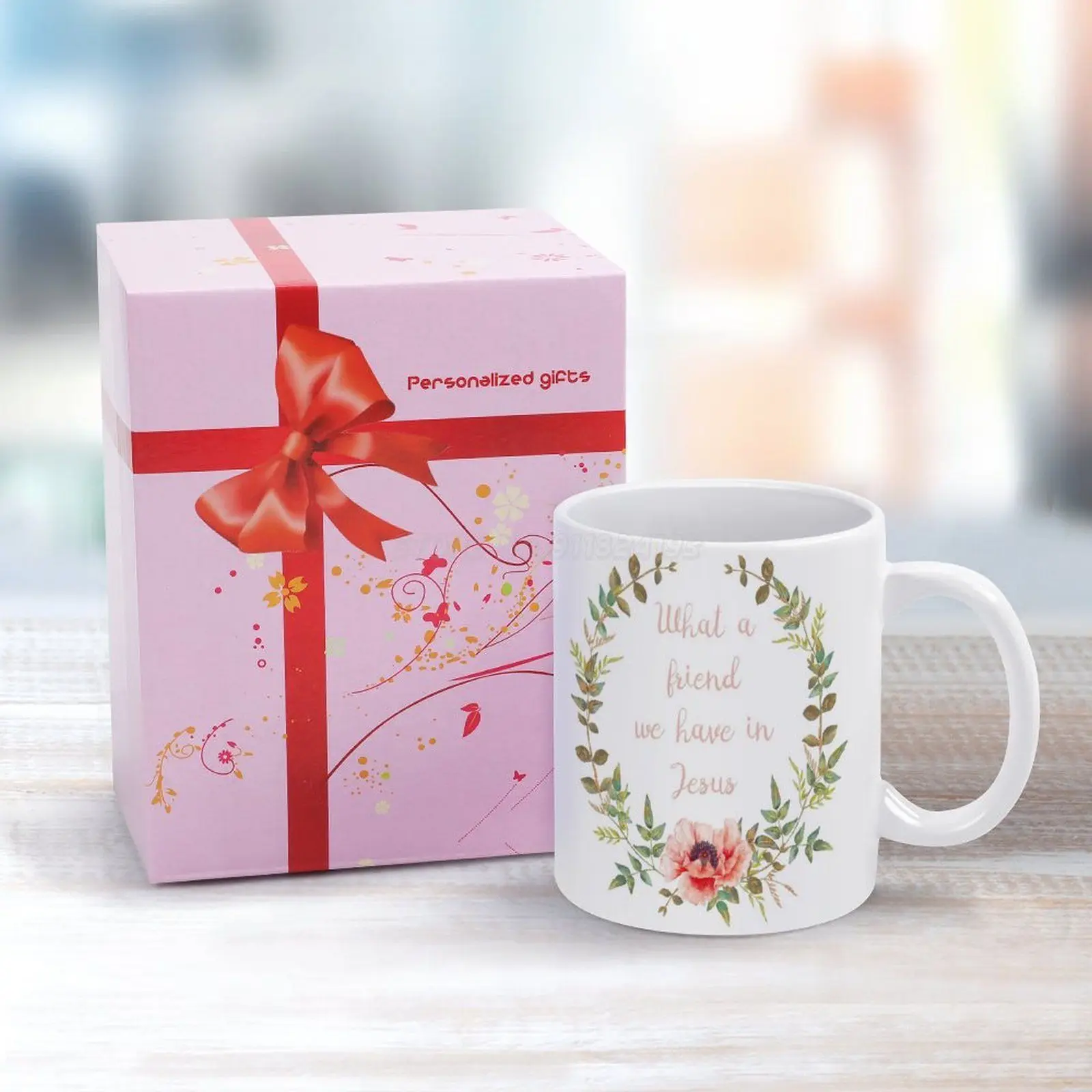 Кружка Какой Друг у нас в Иисусе с цветами белая кружка кофейная 330 мл