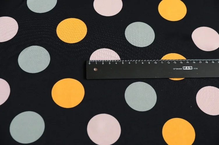 Широкая атласная ткань с принтом в крупный горошек 59 дюймов для одежды юбки