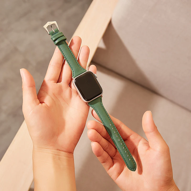 

Ремешок для часов Apple Watch, натуральная кожа, зеленый, 38/42/40/44 мм