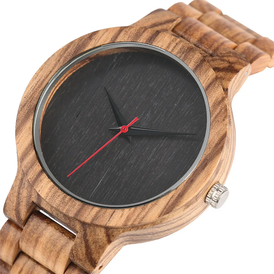 

REDFIRE Minimalist Full Wood Men Watches Black/Brown Round Dial Wooden Bangle Folding Clasp Wristband Pure Wood Mens Watch