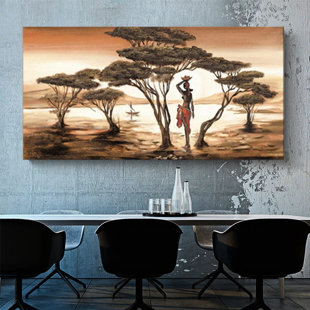 Украшение для гостиной в скандинавском стиле живопись с деревом Африканская
