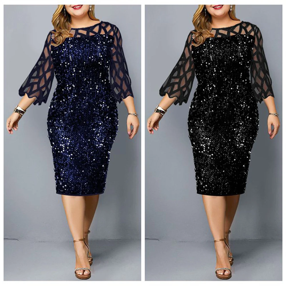 

Plus Size dress for women 2021 summer sexy sequin party dresses elegant black wine red casual dress Evening Outfits 3xl 4xl 5XL