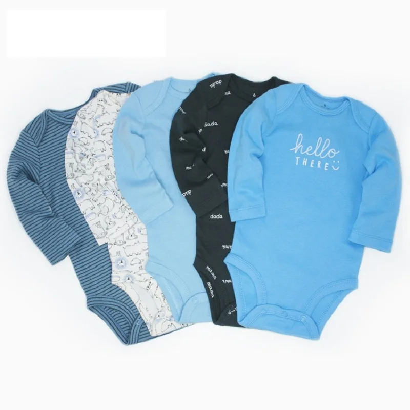 Детское боди с длинным рукавом и круглым вырезом Одежда для новорожденных