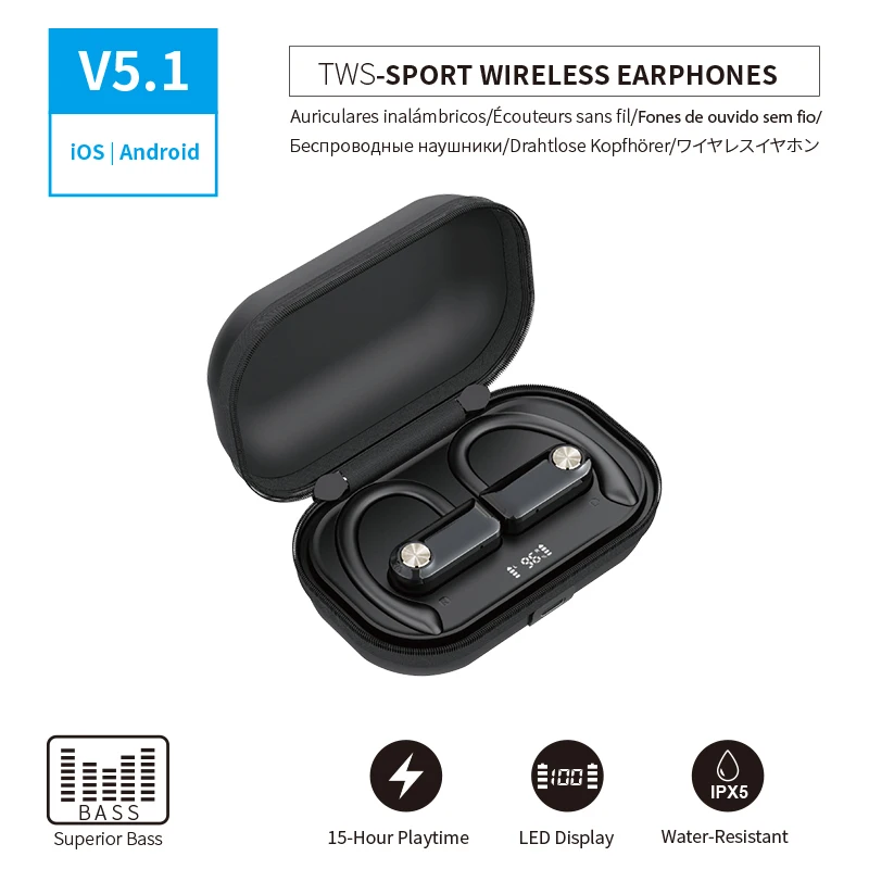 Спортивные Беспроводные Наушники Bluetooth V5.1 TWS наушники HiFi звуковые музыкальные