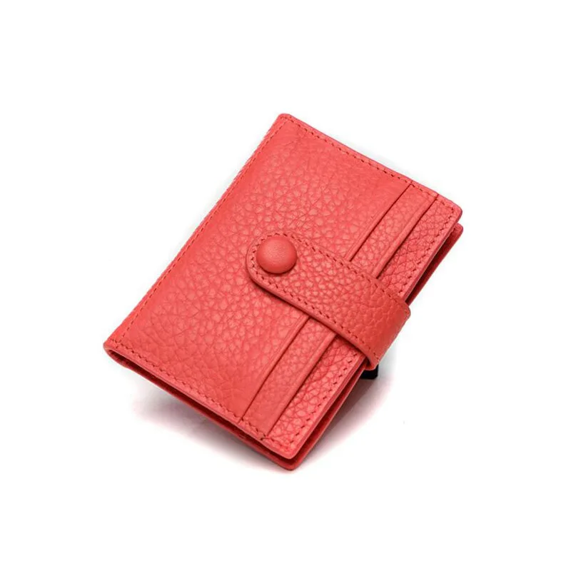 watermelon red 14 CHSANATO, высокое качество, натуральная кожа, кредитный держатель для карт, для девушек, Бизнес ID, визитница, многофункциональный, тонкий, мини кошелек - Цвет: watermelon red 14