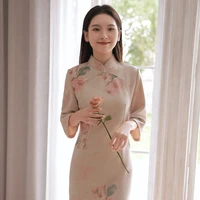 cheongsam vintage young girl pink elegant dress women improved chinese style qipao party new year clothes harajuku vestido