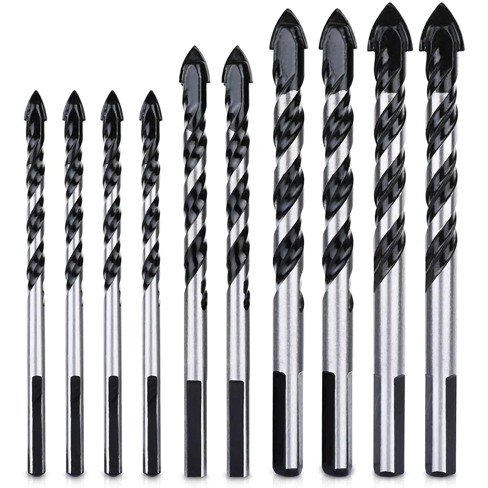 

10PCS Masonry Tile Drill Bit Multi Drill Bit Set Tool for Brick Concrete Wall Wood Plastic Cement Marble Mirror Stone
