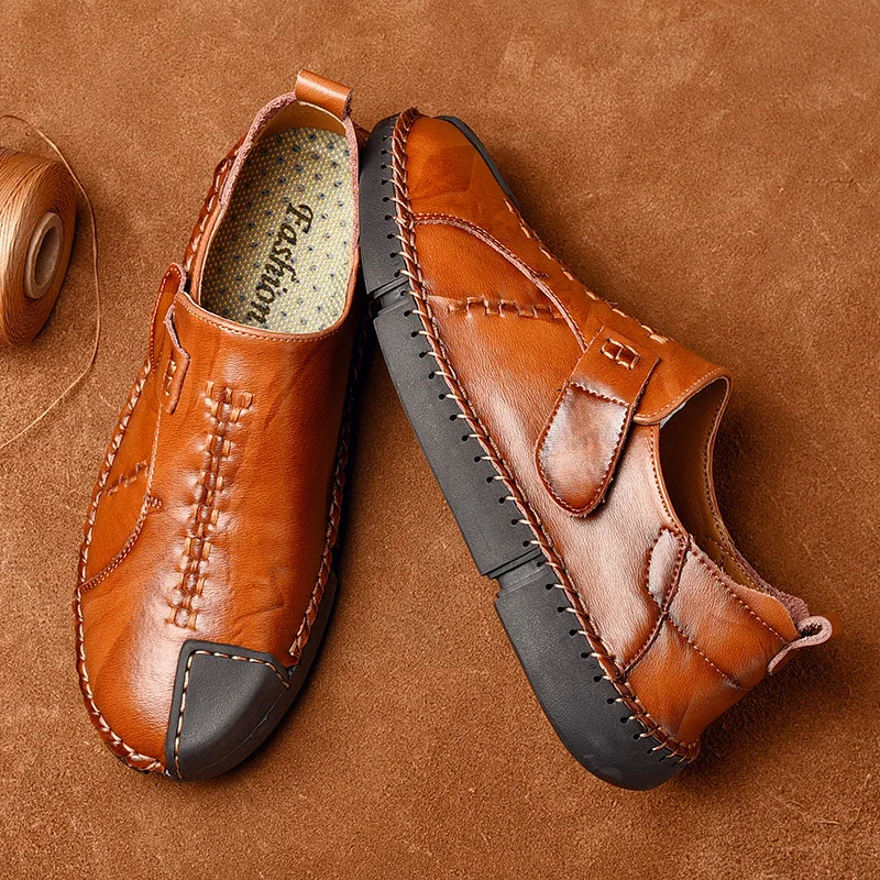 

SKRENEDS brand Men's casual shoes genuine leather Handmade Business Leisure man shoes soft skin Driving male shoes