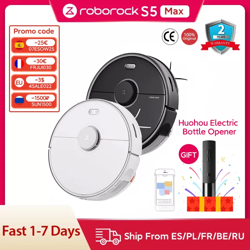 【Promo code:SUN1500】Робот пылесос Roborock S5 Max с поддержкой лазерной навигации и
