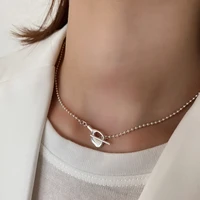 korean version jewelry 925 pure silver irregular ballpoint necklace the shape of the womens simple niche net red necklace